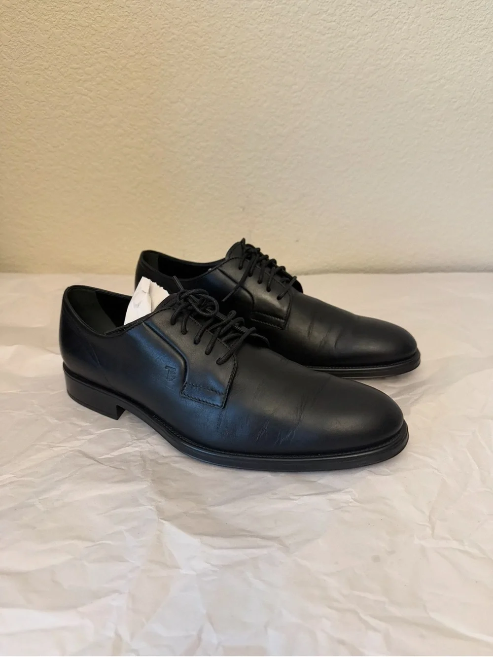 Tod's Black Leather Derby Lace-Up Shoes sz10